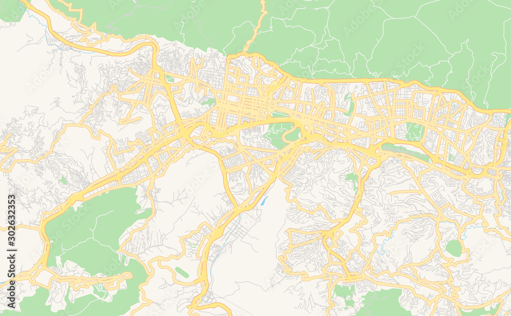 Printable street map of Caracas, Venezuela