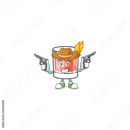 Sazerac drink in glass with character cowboy.