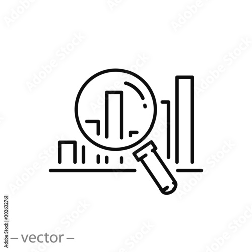 prediction market icon, forecast forecast, financial analysis, predict review, thin line web symbol on white background - editable stroke vector illustration eps 10
