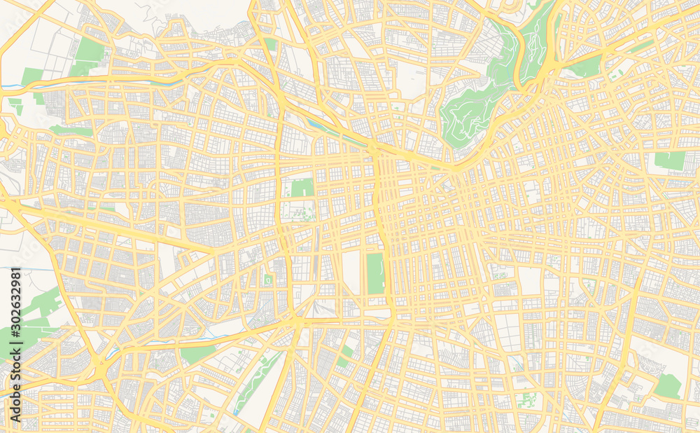 Printable street map of Santiago, Chile Stock Vector Adobe Stock