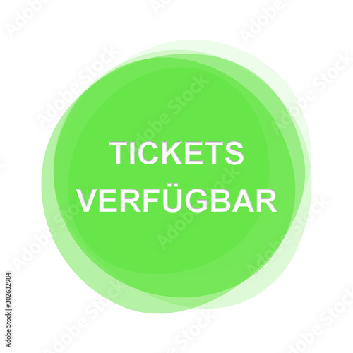 Weißer Text auf hellgrünem Button: Tickets verfügbar