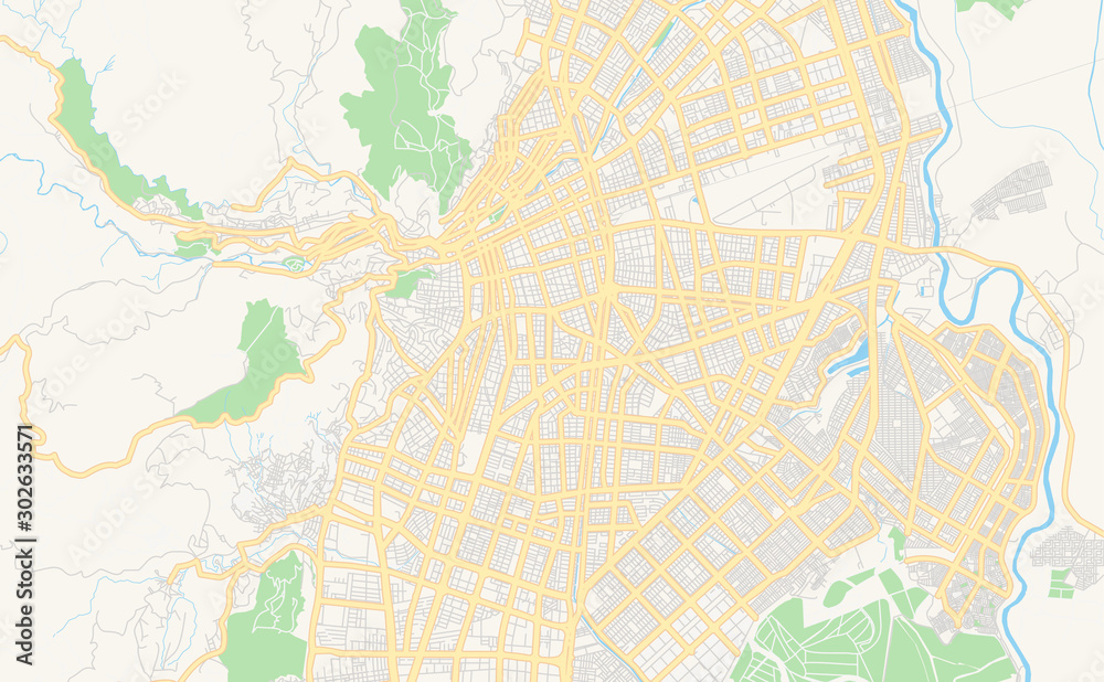 Printable street map of Cali, Colombia
