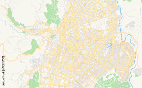Canvas Print Printable street map of Cali, Colombia