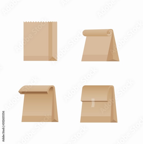 paper bag, shopping bag collection icon illustration vector