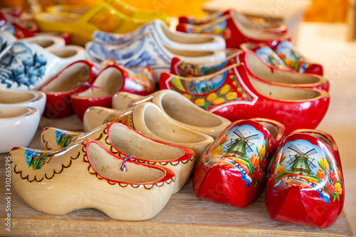 Traditional dutch wooden shoes - klompen (clogs)