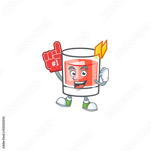 Sazerac foam finger character on the a cartoon