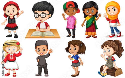 Set of children from different countries
