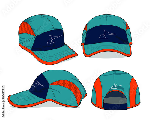 Sports running cap template design vector	