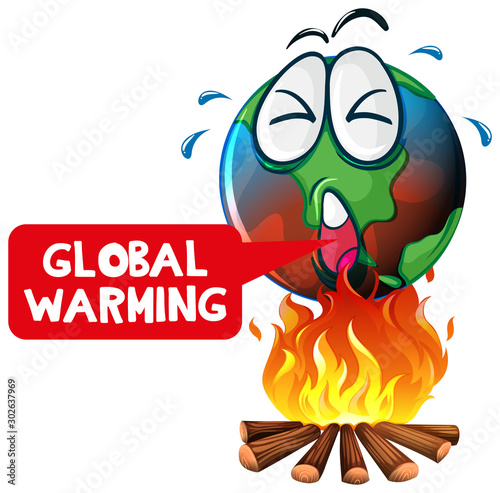 Global warming with earth on fire