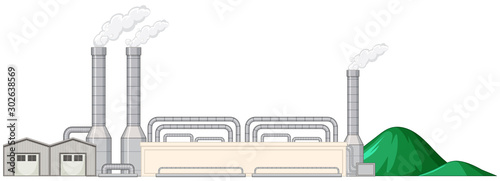 Factory building with smoke