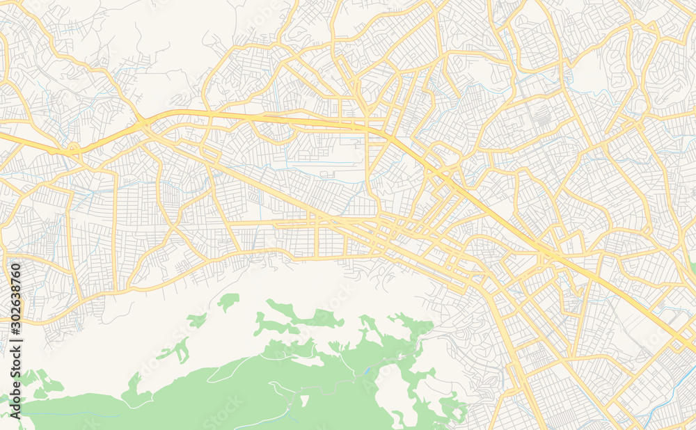 Printable street map of Nova Iguacu, Brazil