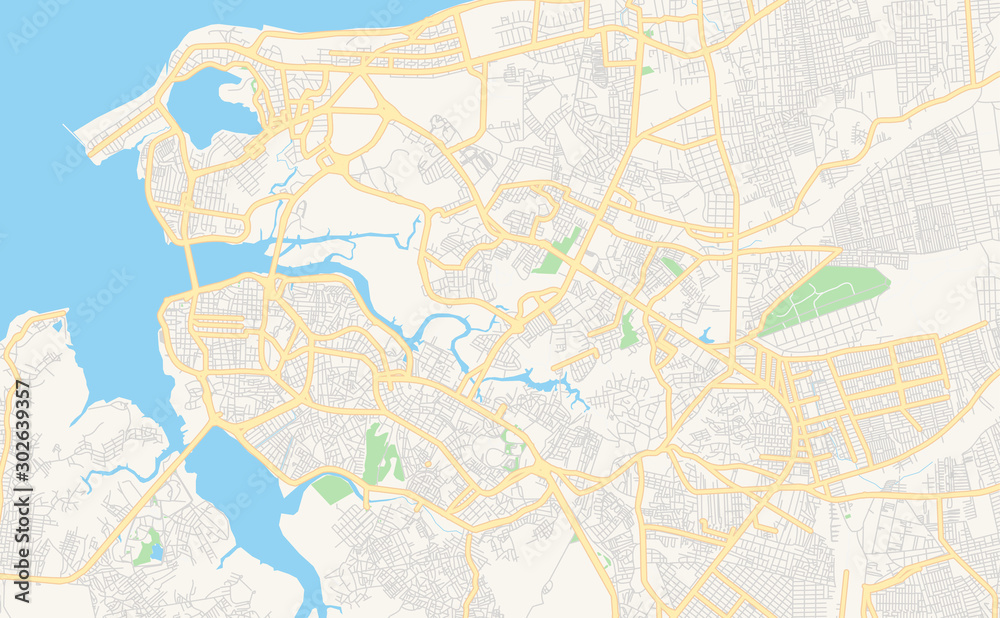 Printable street map of Sao Luis, Brazil