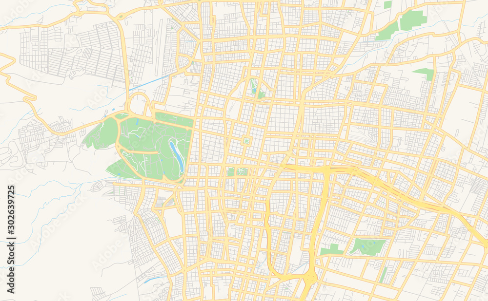 Printable street map of Mendoza, Argentina