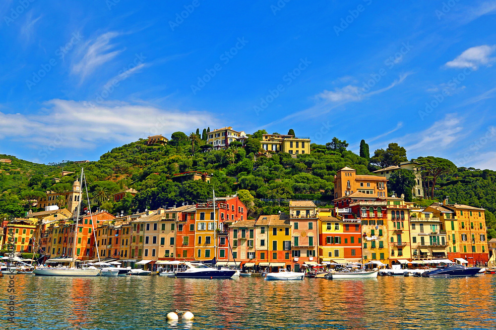Landscape of Portofino Harbour (Portofino, Italy) - obrazy, fototapety, plakaty 