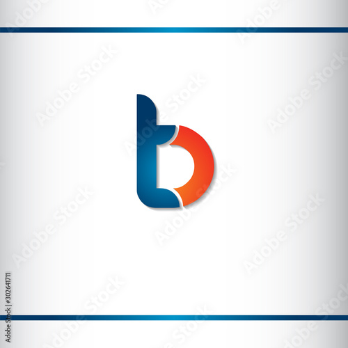 Blue and orange color initial letters based TB or BT logo. Logo design template