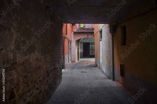 Lago Maggiore Italy.  Verbania. Narrow alley.