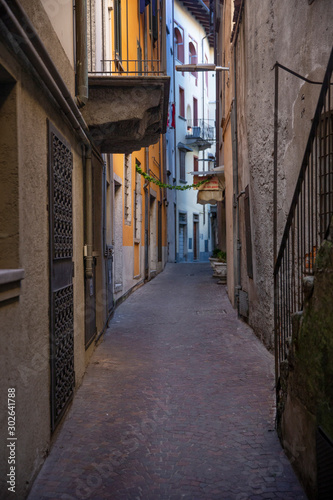 Lago Maggiore Italy.  Verbania. Narrow alley. © A