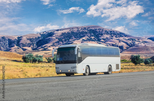 Tourist Bus Rides on the mountain highway
