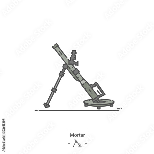 Military Mortar - Line color icon