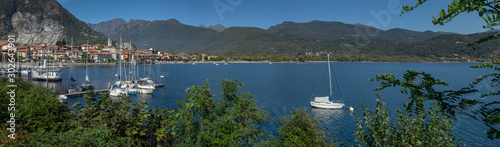 Lago Magiorre Italy. Lake with boats. Streza.