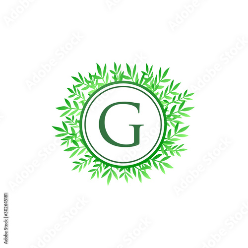 G Leaves Letter Logo. Green Leaf G Logo Icon.