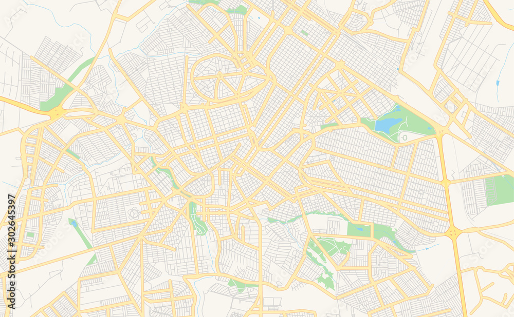 Printable street map of Uberlandia, Brazil