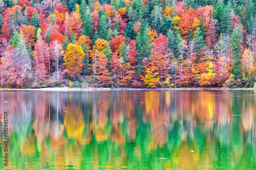 beautiful autumn landscape by the lake Hintersee, Austria photo