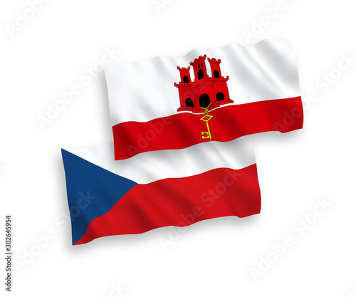 Flags of Czech Republic and Gibraltar on a white background