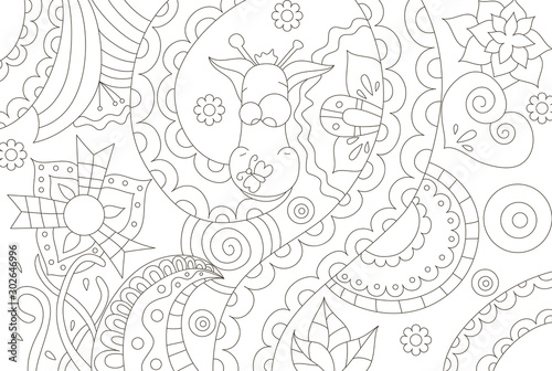 Painting for adult anti stress coloring page  book.