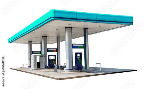 Oil petrol dispenser station isolated on white background