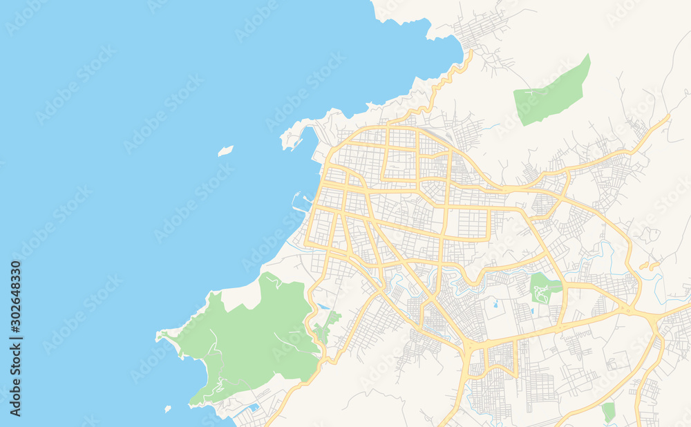 Naklejka premium Printable street map of Santa Marta, Colombia