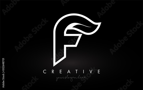 Letter F Monogram Leaf Logo Icon Design with Black and White Colors Vector.