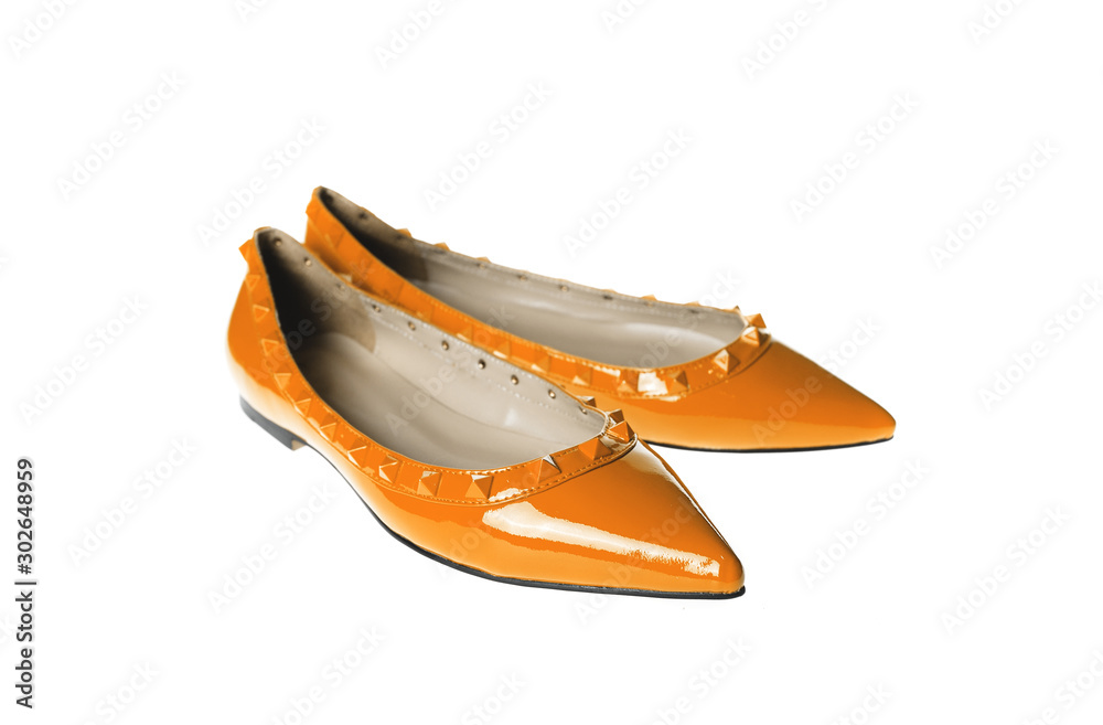 Yellow women shoes on a white background Yellow women shoes on a white background
