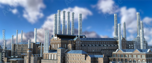 Photo Old industrial buildings  3d rendering image