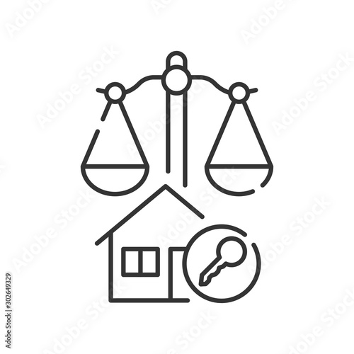 Arbitration court line black icon. Business property concept. Real estate law element. Sign for web page, mobile app