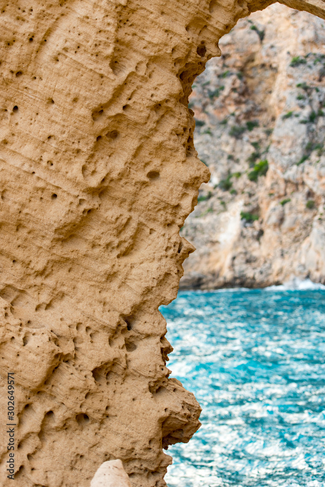 Ibiza, Spain - september 1 2019: Sa pedrera de Cala de Hort, Atlantis at late afternoon Ibiza, Spain - september 1 2019: Sa pedrera de Cala de Hort, Atlantis at late afternoon