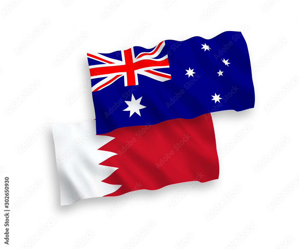 Fototapeta premium Flags of Australia and Bahrain on a white background