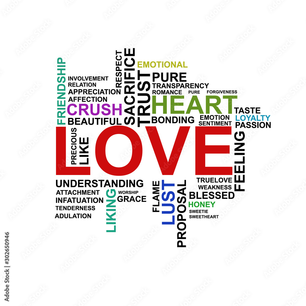Fototapeta premium Love word cloud vector illustration