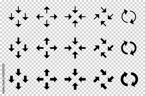 Arrows vector. Flat balck arrows isolated on transoarent background.