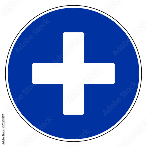 Plus und Verkehrsschild