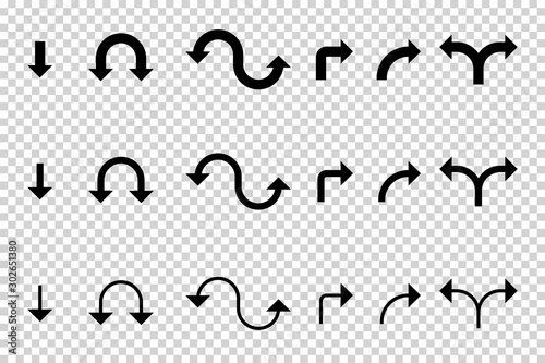 Obraz na płótnie Arrows vector. Flat balck arrows isolated on transoarent background. w salonie