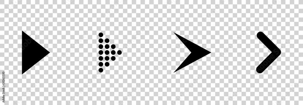 Arrows vector. Flat balck arrows isolated on transoarent background.