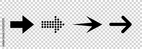 Obraz na płótnie Arrows vector. Flat balck arrows isolated on transoarent background. w salonie
