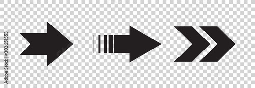 Obraz na płótnie Arrows vector. Flat balck arrows isolated on transoarent background. w salonie