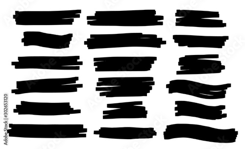 Obraz na płótnie Vector brush pen underline. Hand drawn highlight text selection w salonie