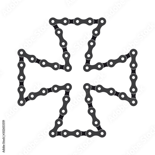 Vector choppers crosses created from black bike chain. Isolated on white background