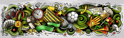 Cartoon vector doodles Football banners compositions set