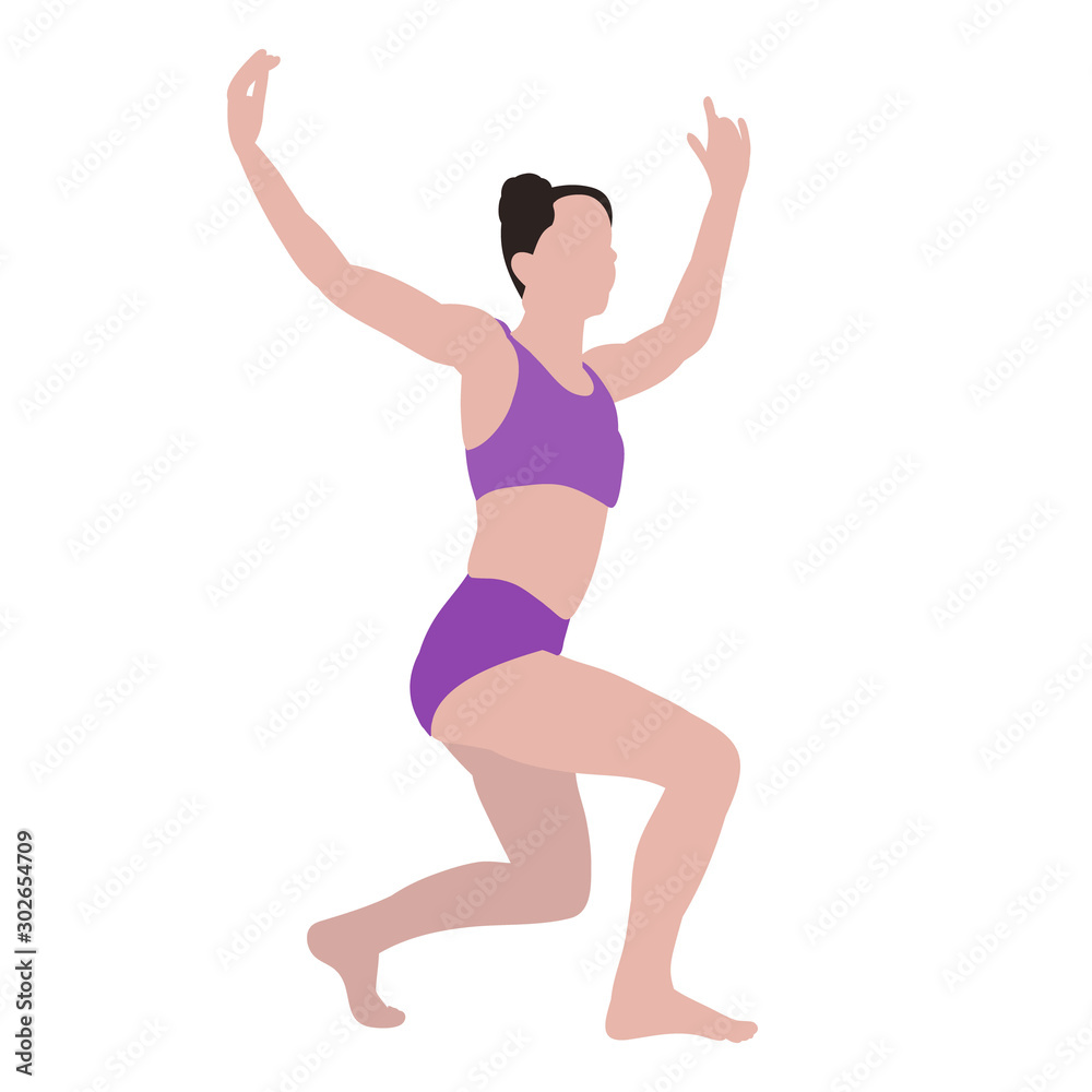 vector, on a white background, without face, in a flat style, the girl is engaged in gymnastics vector, on a white background, without face, in a flat style, the girl is engaged in gymnastics