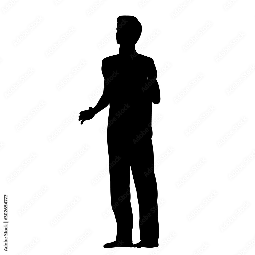 vector, on a white background, black silhouette of a guy, a man