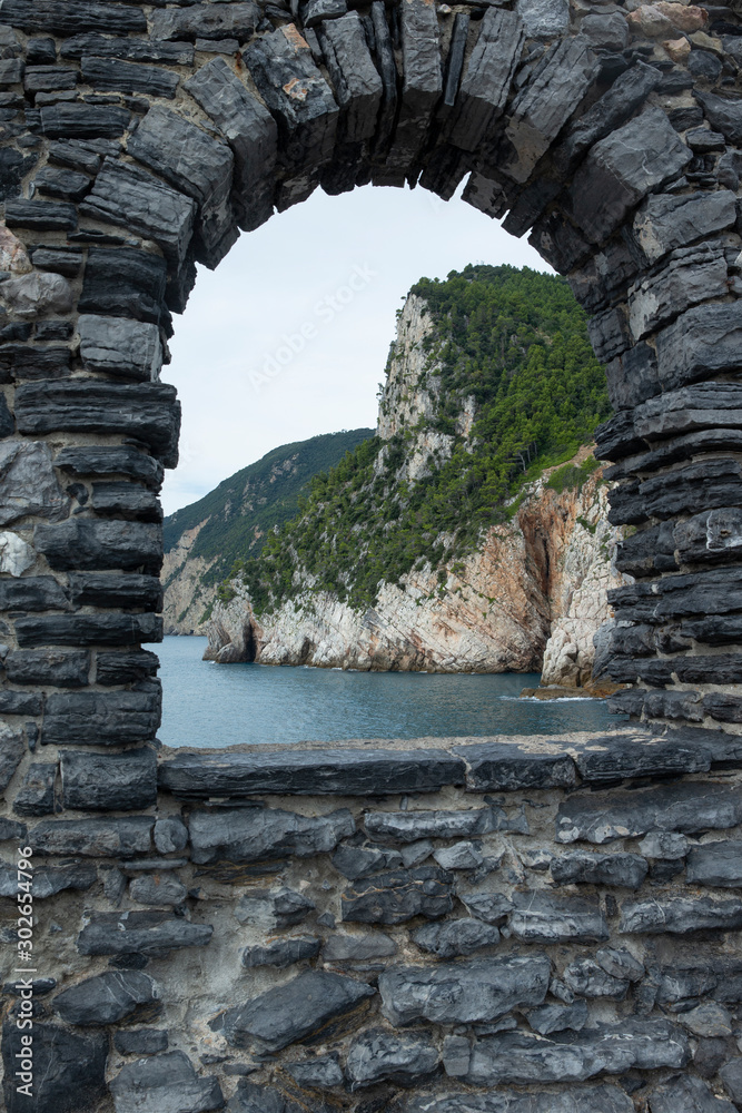 Portovenere Ligurie Italy. Coast and rocks. Mediterranean Sea
